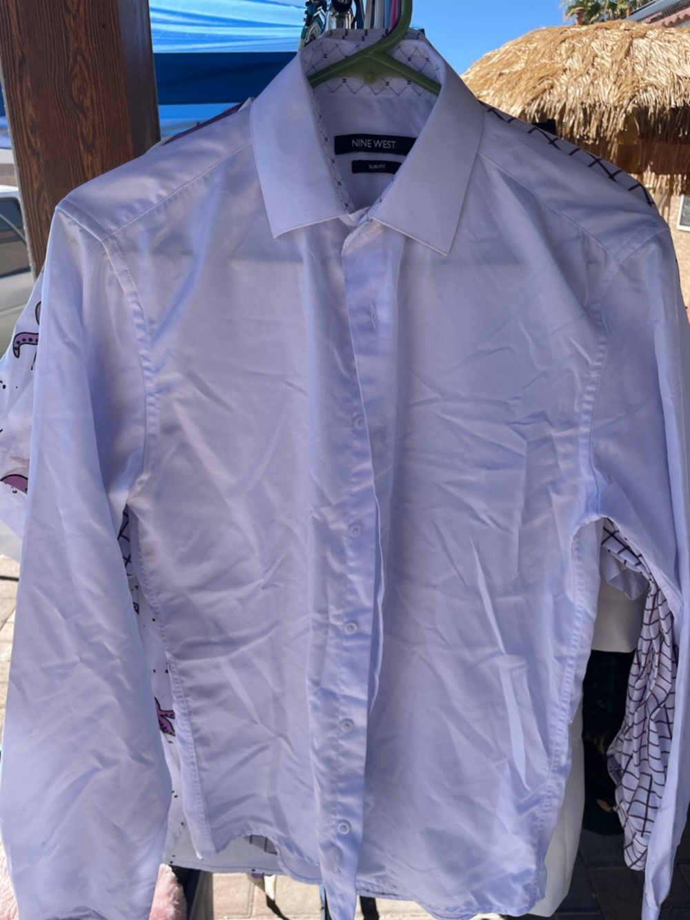 Nine West Men's White Dress Shirt - Solid Pastel